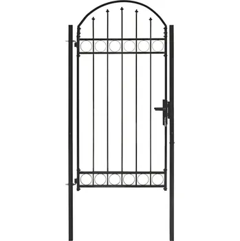 branka Plotová branka s klenutým vrškem ocelová 104 x 175 cm černá