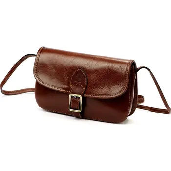 Kabelka Pevná malá kožená crossbody kabelka Florence 05 tmavěhnědá