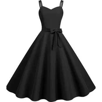 Dámské šaty Vintage šaty s ramínky Barva: Černá, Velikost: XL