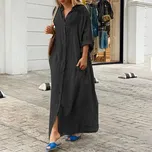 Dámské lněné šaty BR271 Barva: Černá, Velikost: 4XL