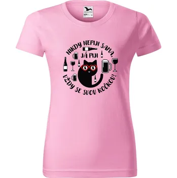 DOBRÝ TRIKO Dámské tričko s potiskem Nepiji sama Barva: Růžová, Velikost: 3XL