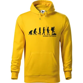 Pánská mikina DOBRÝ TRIKO Pánská mikina s potiskem Evoluce turista Velikost pánské mikiny: 4XL, Barva: Žlutá