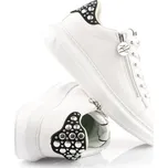 TENISKY KARL LAGERFELD KAPRI MIRROR STUDS ZIP LO WHITE LTHR