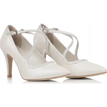 Dámské lodičky Butdam svatební boty, přírodní kůže, podpatek, velikost 40, bílá
