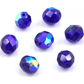 Korálek Ohňovky korálky broušené 8mm AB tmavě modré – 15 ks