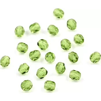 Korálek Broušené ohňovky 4mm trávově zelené – 50 ks