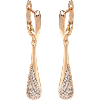 Náušnice Luxusní náušnice s kameny pozlacené 14K zlatem KI267 Barva (Varianta): rose gold