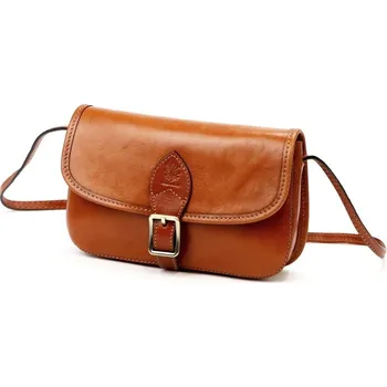 Pevná malá kožená crossbody kabelka Florence 05 hnědá