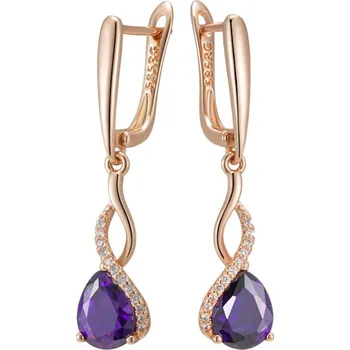 Náušnice Luxusní náušnice s kameny pozlacené 14K zlatem KI245 Barva (Varianta): H1934