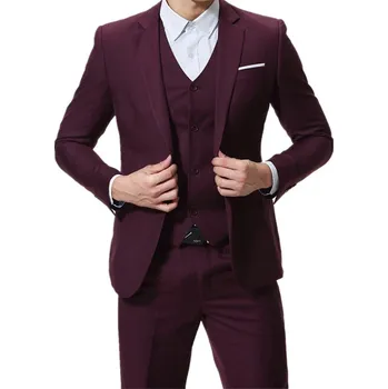 Pánský oblek Plesový oblek s vestou levně Velikost: XS, Barva (Varianta): Tmavě červená