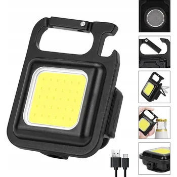 Svítilna VÝKONNÁ MINI LED SVÍTILNA KAPESNÍ PŘÍVĚSEK NA KLÍČE MAGNET OTVÍRÁK RUKOJEŤ NOHY