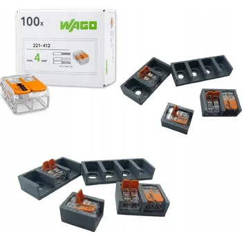 Sada: 100 x Svorka WAGO 221-412 + 60 montážních držáků