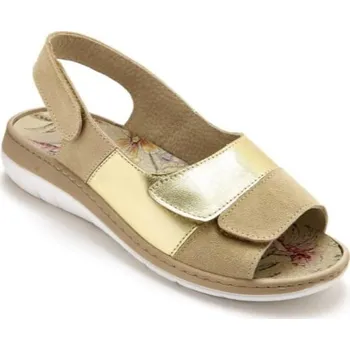 Dámské sandále PÉDICONFORT® - Kožené sandály na suchý zip béžová 38