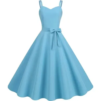 Dámské šaty Vintage šaty s ramínky Barva: Modrá, Velikost: XL