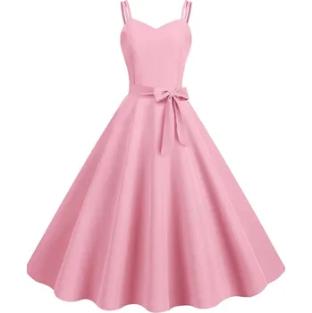 Dámské šaty Vintage šaty s ramínky Barva: Růžová, Velikost: S
