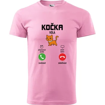Pánské tričko DOBRÝ TRIKO Pánské tričko s potiskem Kočka volá Velikost: XS, Barva: Růžová