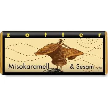 Čokoláda Zotter Bio plněná mléčná čokoláda Miso karamel a sezam, 70 g