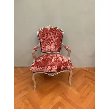 Křeslo KŘESLO STŘÍBRNÝ RÁM - FUCHSIOVÁ VELUR