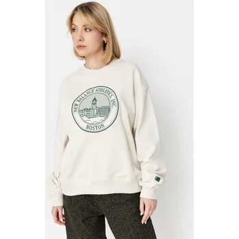 Dámská mikina New Balance Athletics French Terry Oversized Crest Crew (linen heather) M, béžová