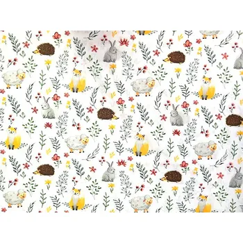 Bavlněná látka, cena za 1 metr, šíře 160cm, ZVÍŘÁTKA NA LOUCE