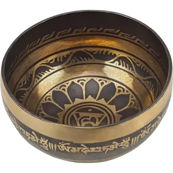 Tibetská mísa gravírovaná Mantra 668 g - průměr 15,5 cm s paličkou