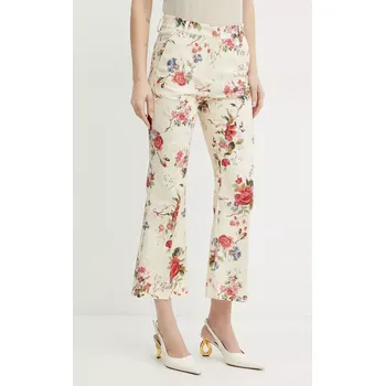 Dámské kalhoty Kalhoty Weekend Max Mara dámské, béžová barva, zvony, medium waist, 2515131122600 01X, vel. 38