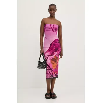 Dámské šaty Šaty Desigual LAKECOMO L růžová barva, midi, 25SWVK39 43X, vel. L