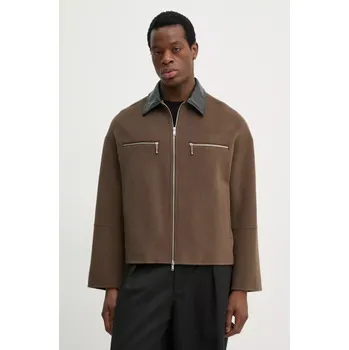 Dámská bunda Vlněná košilová bunda Nanushka MALACHI NM25RSJK04326 hnědá 98X, vel. M