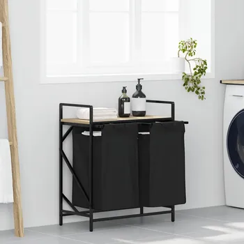 Koš na prádlo Koš na prádlo se 3 přihrádkami a policí šedý sonoma