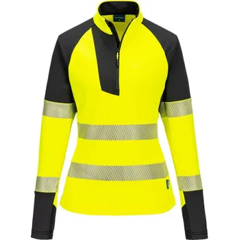 pracovní mikina PORTWEST Mikina T173 PW3 Hi-Vis 1/4 Zip, reflexní, dámská POR-T173YBRXXL 2XL Žlutá/černá