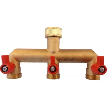 Ventil Mosazný třícestný rozdělovač s kulovými ventily, připojení 3/4" , (rozbočení, rozdvojka) - 3/4" 3134