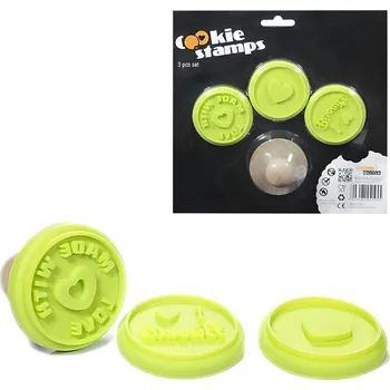 Dětské razítko Razítka na sušenky set 3ks doplněk do dětské kuchyňky silikon/dřevo | 39
