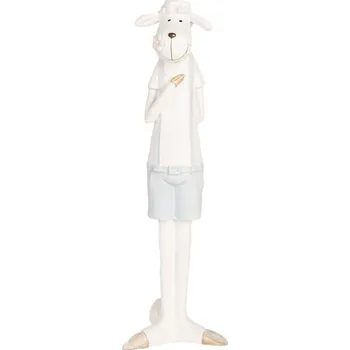Velikonoční dekorace bílý beránek v modrých kraťasech – 6x4x17 cm