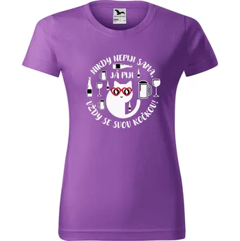 Dámské oblečení DOBRÝ TRIKO Dámské tričko s potiskem Nepiji sama Barva: Fialová, Velikost: 2XL