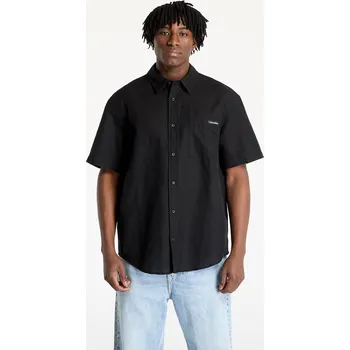 Pánská košile Košile Calvin Klein Jeans Linen Cotton Shortsleeve Shirt Black XL