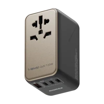 MOMAX GaN 120W nabíječka, Světově univerzální, 4x USB (C+A), cestovní