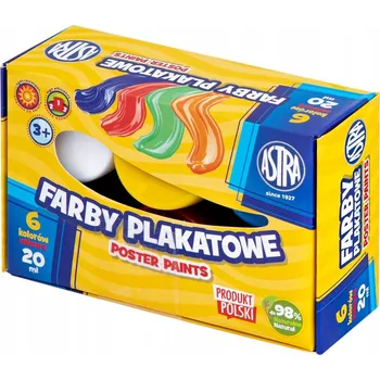 Vodová barva BARVY pro Děti BALENÍ ŠKOLNÍCH BAREV Plakátové barvy 6 barev 20 ml