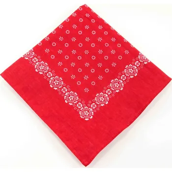 Šátek Bavlněný šátek - bílé kytičky na červené - rozměr 70 cm x 70 cm