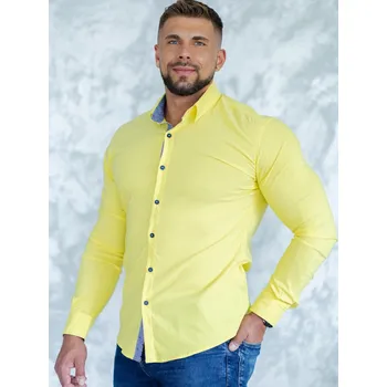 Pánská košile Business košile s dlouhým rukávem VSB2407 ve žluté barvě, VELIKOST XXS