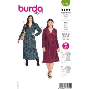 Volný čas Střih Burda 5748 na dámské šaty pro plnoštíhlé -