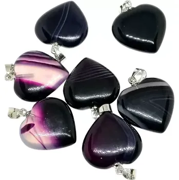 Přívěsek Achát fialový, srdíčko velké 2 cm