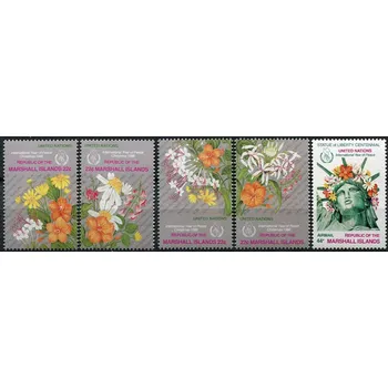 Poštovní známka Marshall Islands (1986) MiNr. 96 - 100 ** - Marshallovy ostrovy - Mezinárodní rok míru: Vánoce; 100 let Socha svobody, New York