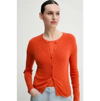 Dámský svetr Kardigan se lněnou směsí Marc O'Polo oranžová barva, M03501061043 23X, vel. S