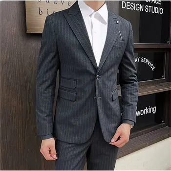 Pánský oblek Dvouřadý oblek fashion s vestou Velikost: M, Barva (Varianta): Sada 2 ks tmavě šedá