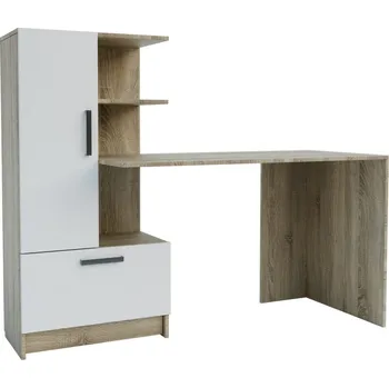 Psací stůl Pracovní stůl PRIVAS levý barva sonoma/bílá mat