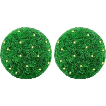 umělá květina Umělé buxus koule s LED světly 2 ks zelené 27 cm