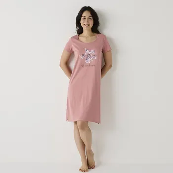 Dámská noční košile Blancheporte Krátká noční košile s krátkými rukávy a potiskem růžová 38/40