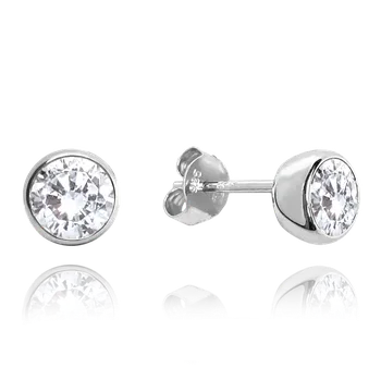 Náušnice MINET Stříbrné náušnice PECKY s bílými zirkony JMAN0301SE00