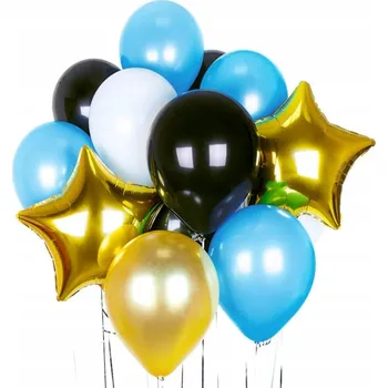 Balónek Balónky 18 40 let hvězdy ZLATÉ ČERNÉ MODRÉ