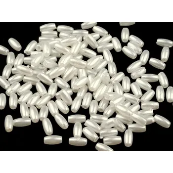 Dětské navlékací korálky Plastové voskové korálky / perly Glance rýže 3x6 mm perlová 10g